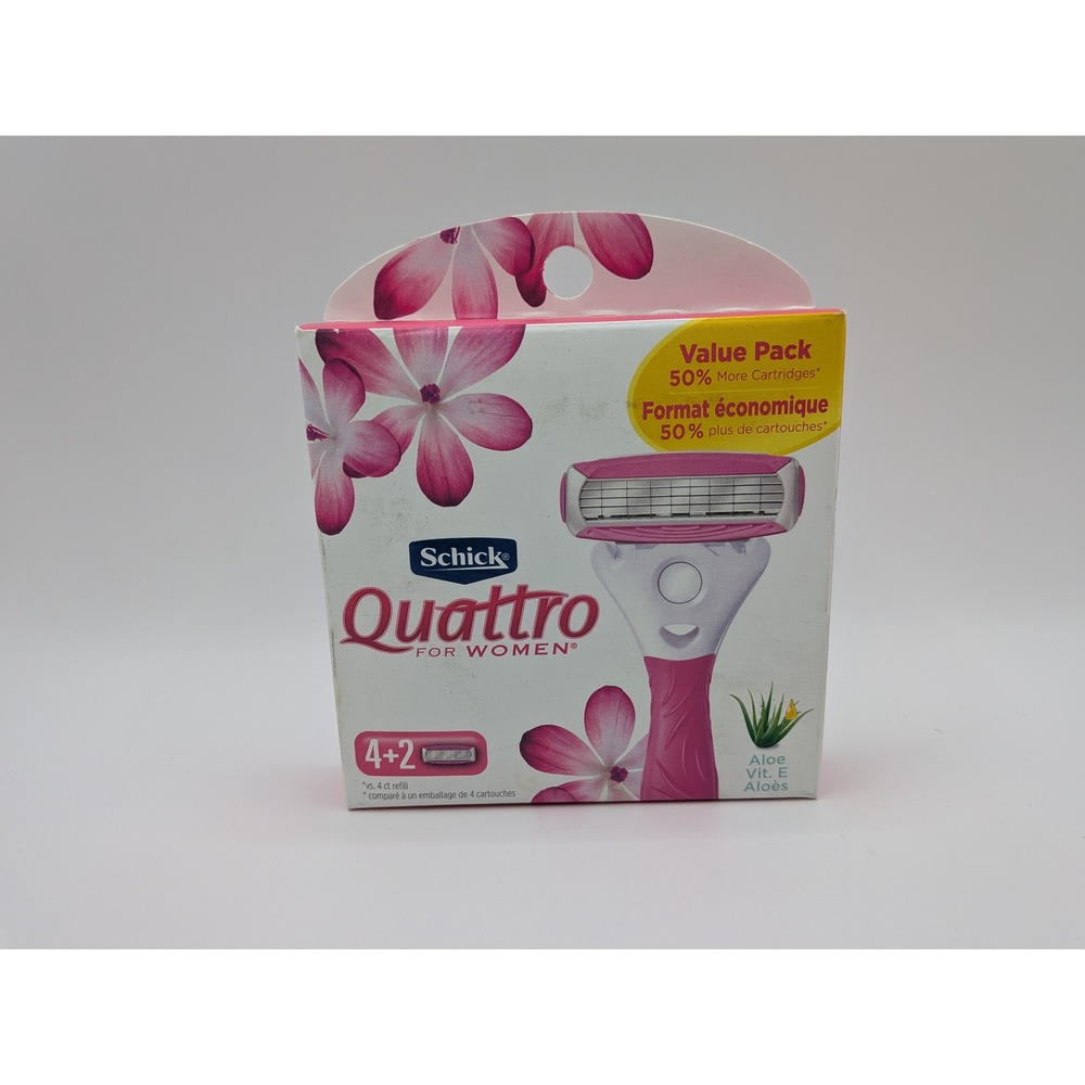 Schick Quattro for Women Razor Blade Refills 6 Count Value Pack Aloe Vitamin E